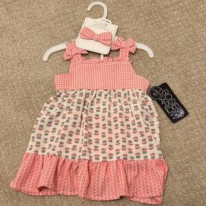 NWT Baby/Toddler Pink and White Floral Dress with Bow